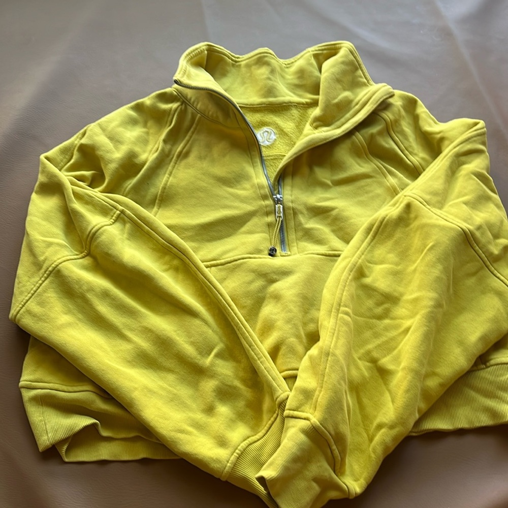 Yellow oversized half zip funnel neck scuba M/L